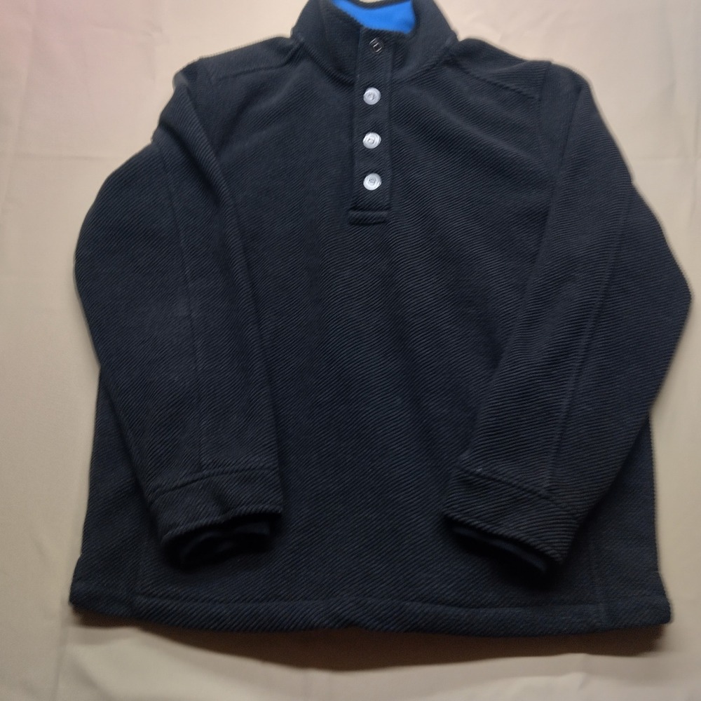 Tommy Bahama Mens M Black Quarter Snap Fleece Pullover Blue Marlin Logo Sweater